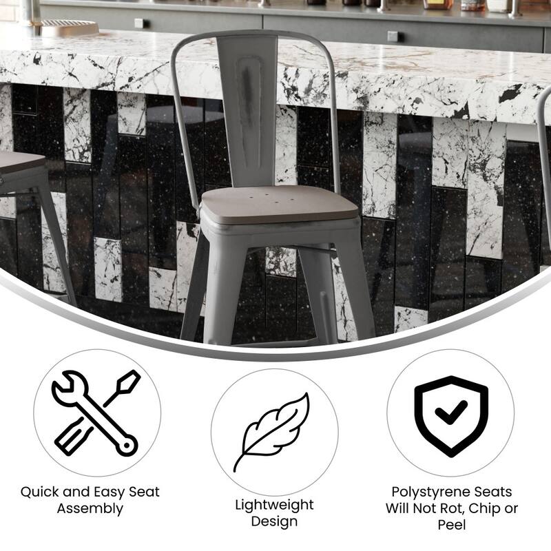 Indoor Counter Height Stool with Poly Resin Colorful Seat