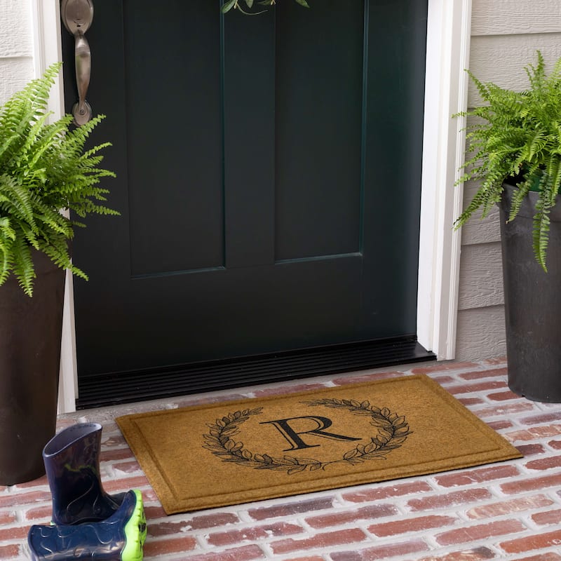 Mohawk Home Monogram Initial Faux Coir All Weather Recycled Rubber Door Mat