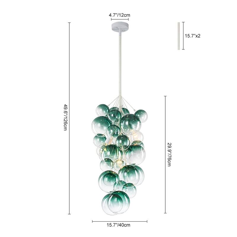 Creative 3-Light Cluster Clear Glass Bubble Chandelier For Dining Room - 15.7 in