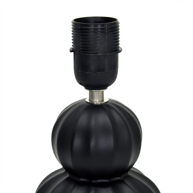 Double Gourd Ceramic Table Lamp with Fabric Shade - 6 x 6 x 13 in. (L x W x H)
