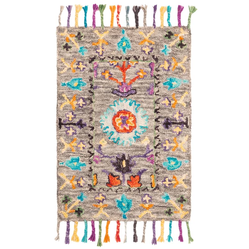 SAFAVIEH Handmade Blossom Takuko Modern Floral Wool Rug - 2' x 3' - Grey/Multi