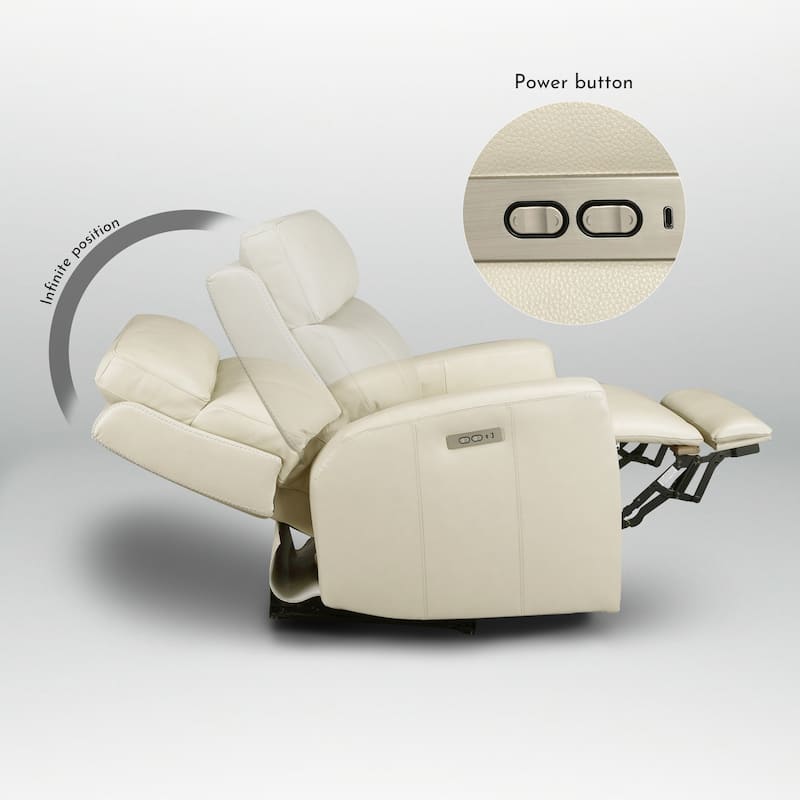 Genuine Leather Zero Gravity Power Recliner Chair with Power Headrest, USB&USB-C Port