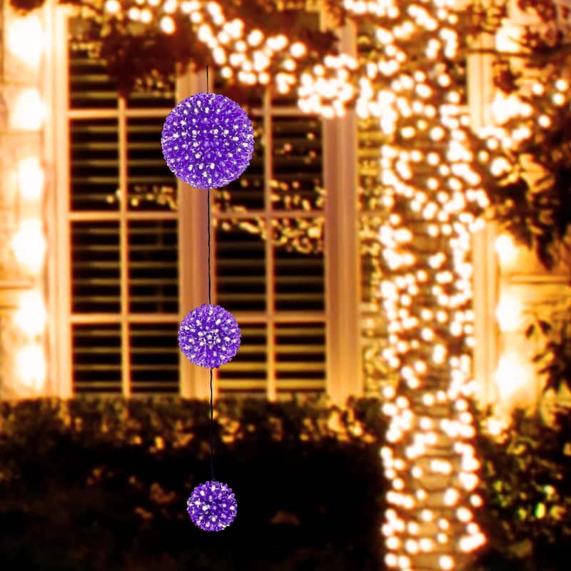 Alpine Corporation 3-Tier Indoor/Outdoor Hanging Christmas Ornaments with Chasing LED Lights - Blue
