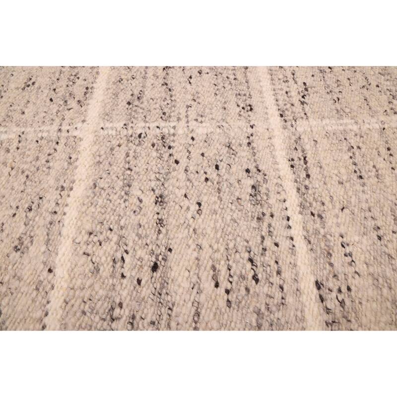 ECARPETGALLERY Hand Woven Looma Light Grey Wool Rug - 8'3 x 10'2