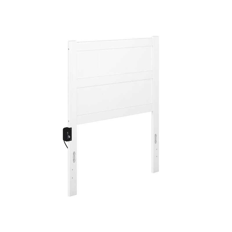 Twin Headboard White - Modern Wood Panel Headboard for Metal Bed Frames - USB Charging Port