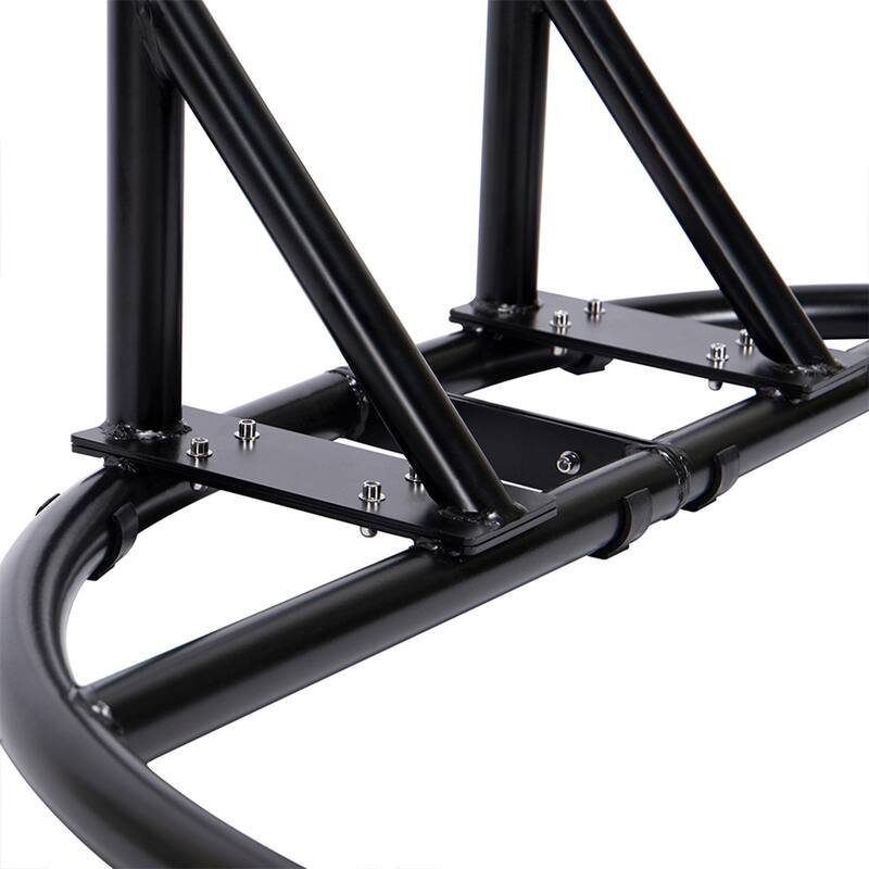 Charcoal Wicker Hanging Double-Seat Swing Chair with Stand with Cushion