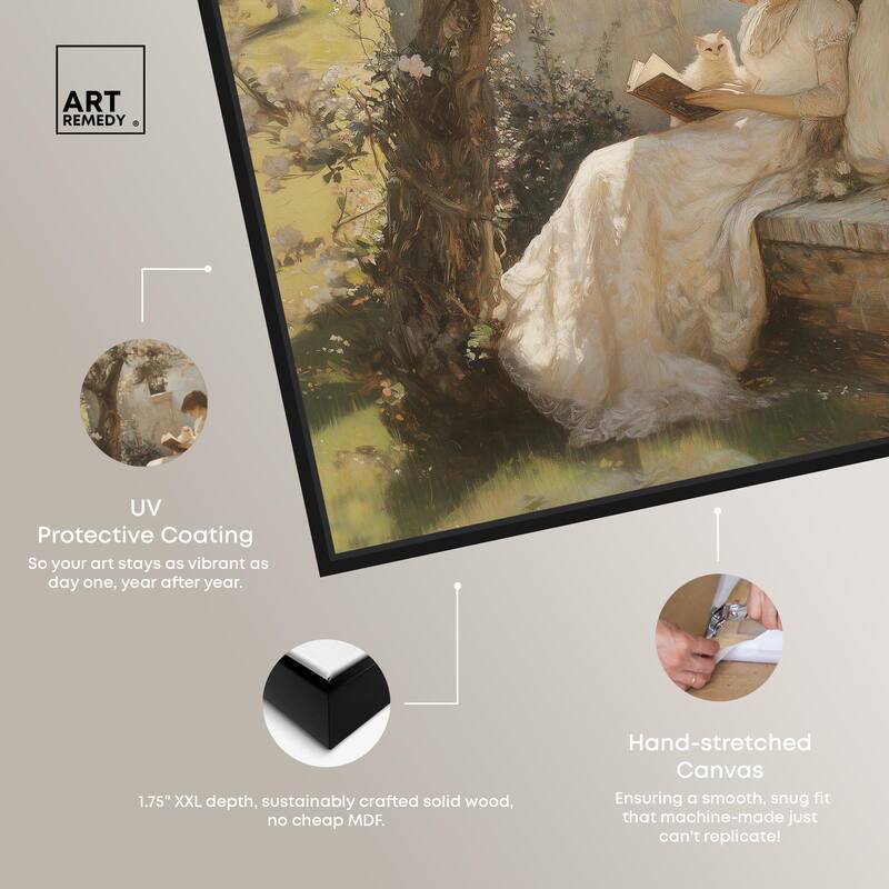 Reading With Her Cat Canvas by Art Remedy