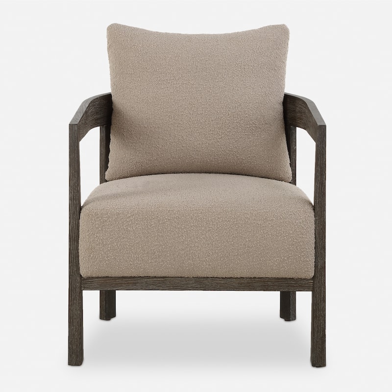 Solid Barrel Frame Accent Chair with Armrest - 29" - Brown