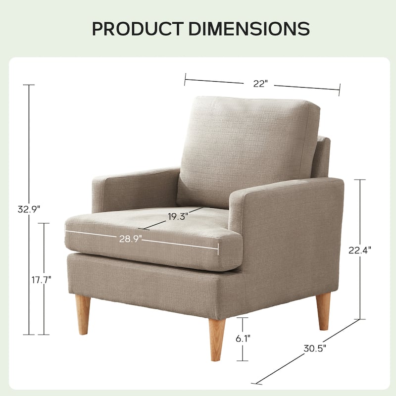 set of 2 Accent Chair/Armchair for Bedroom Living Room with Wood Legs