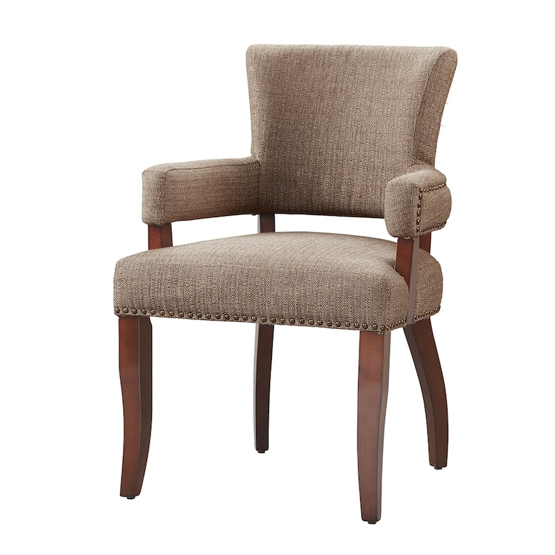 Arm Dining Chair 1 Piece, Silver Nailhead trim Dining Room Chairs - Brown