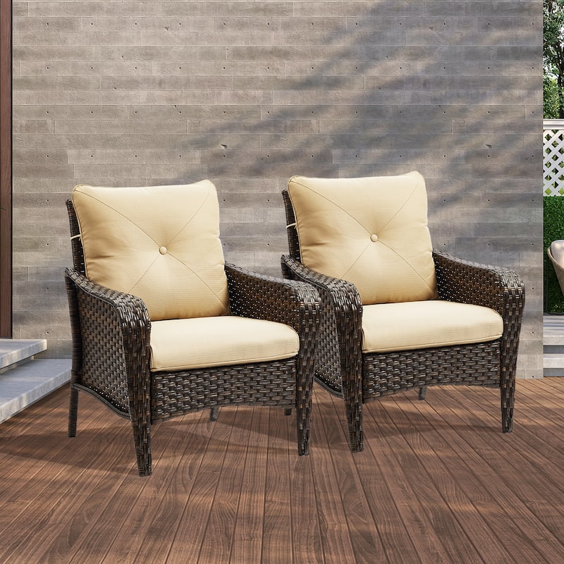 Gymojoy Outdoor Patio Chair with Deep Seating and Cushion (set of 2) - Beige