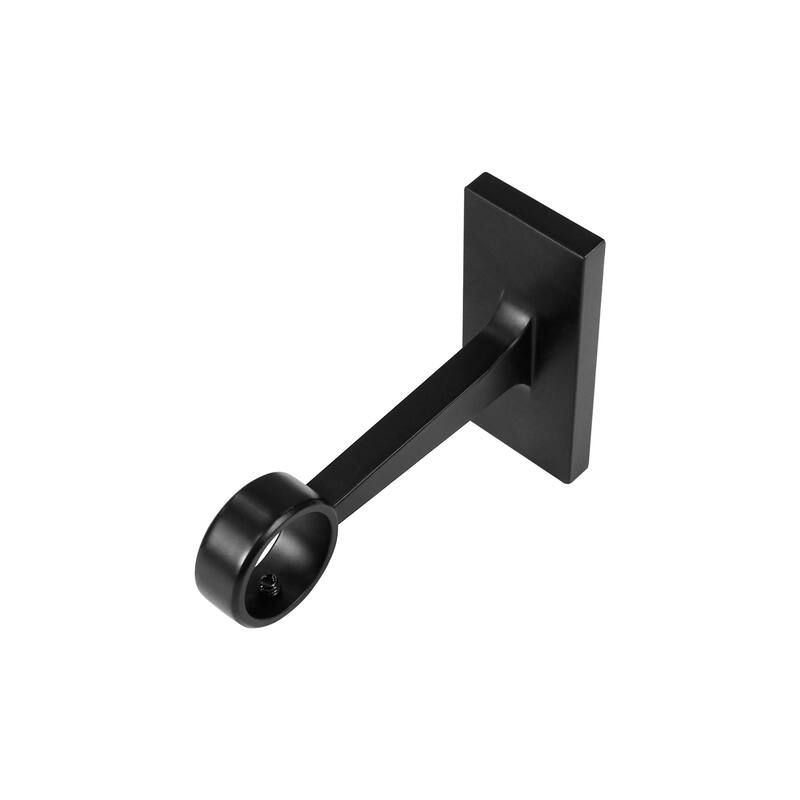 Lumi Home Furnishings Non-Adjustable Single Curtain Rod Brackets 1 in. (2-Piece) - Black