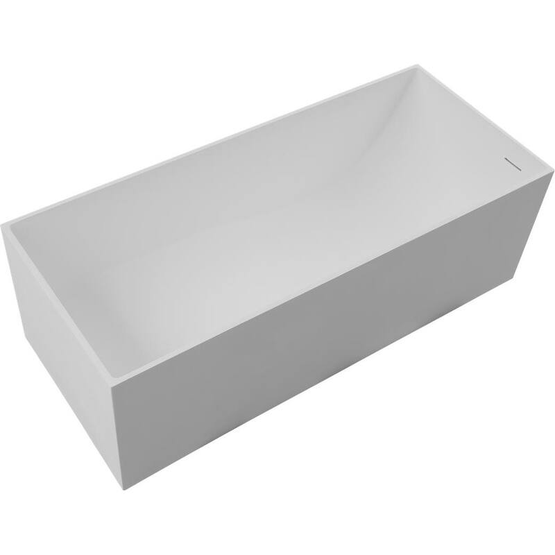ABRUZZO 67" x 28" Freestanding Solid Surface Soaking Bathtub with Overflow & Pop-Up Drain