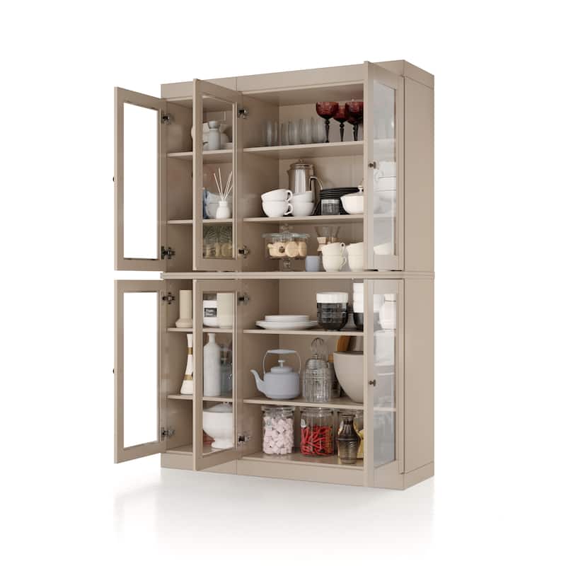 Palace Imports 100% Solid Wood 48.5" Pantry China Cabinet with Clear Glass Doors and Adjustable Shelves