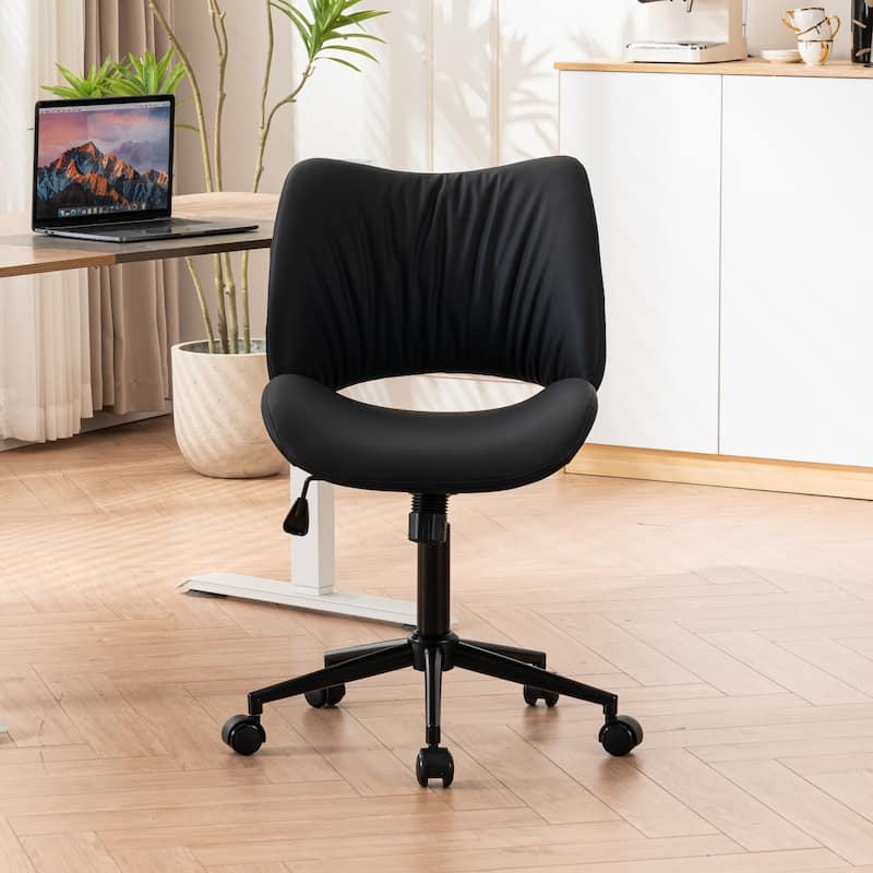 Ergonomic Faux Leather Office Chair, Swivel Task Chair - Black