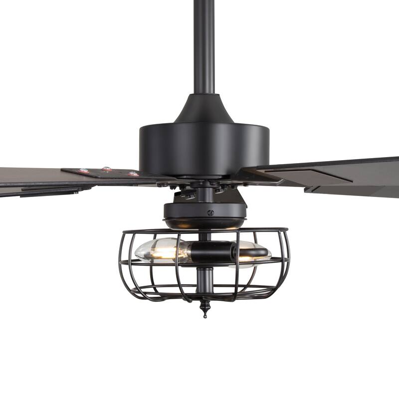 48" Industrial Wooden Reversible 5-Blade Ceiling Fan with Light and Remote