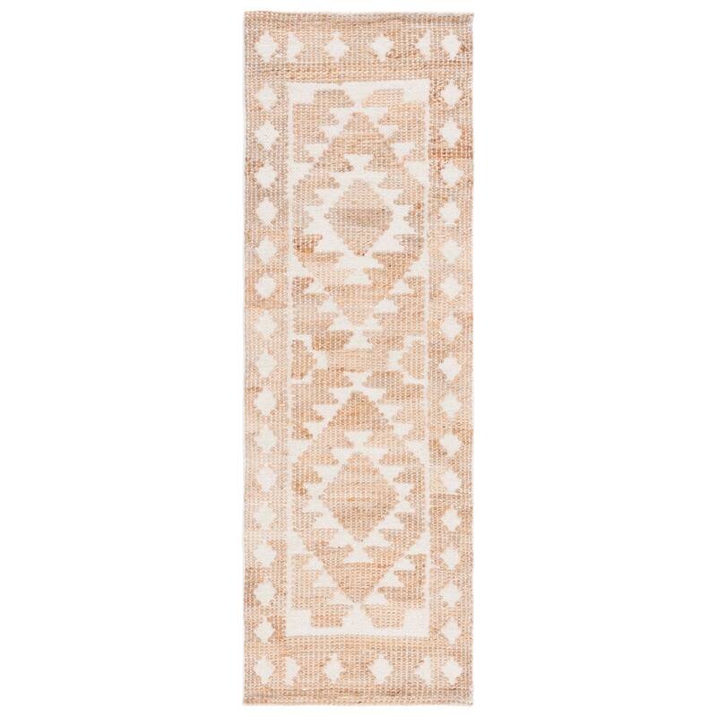 SAFAVIEH Handmade Natural Fiber Shpresa Jute & Wool Rug - 2'3" x 8' Runner - Ivory/Natural - Runner