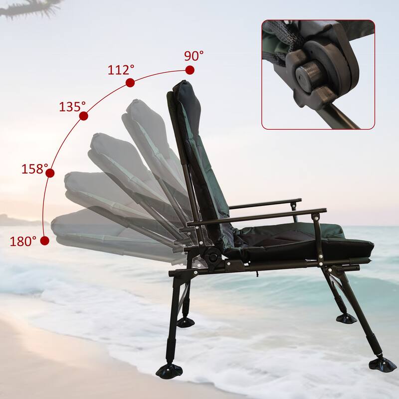 Portable Folding Reclining Camping Chair with Adjustable Backrest