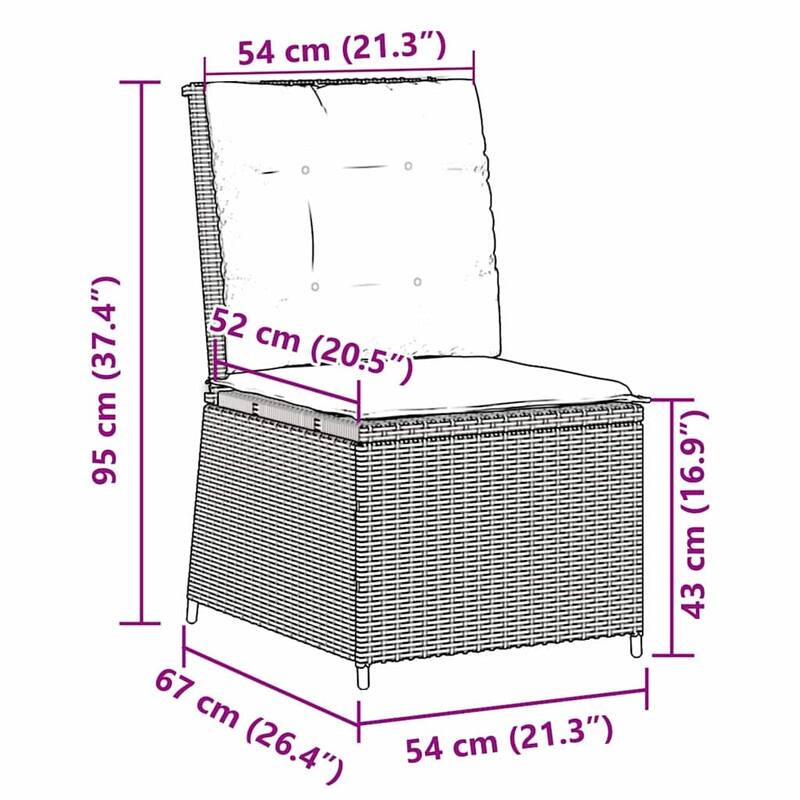 vidaXL Garden Sofa with Cushion Poly rattan - 54 x 67 x 95 cm