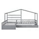preview thumbnail 8 of 15, Twin Size House Bed Wood L-Shaped Platform Bed with Three Storage Drawers and Guardrail
