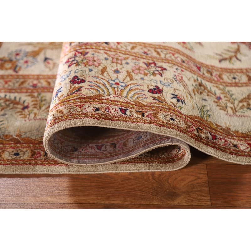 Hand-knotted Kashan Persian Antique Area Rug Traditional Silk Carpet - 4'8"x 7'5"