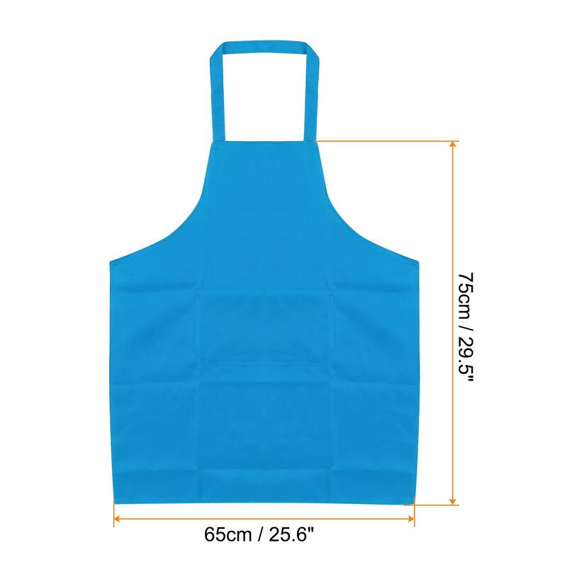 3pcs Kitchen Cooking Aprons 75x65cm Polyester Art Apron - 75cmx65cm - Light Blue