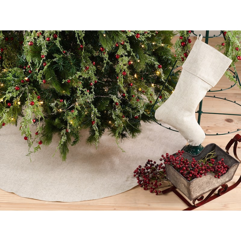 Natural Linen Blend Decorative Christmas Stocking