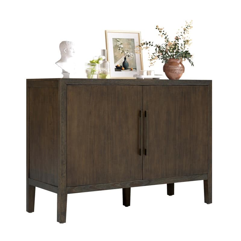 Farmhouse Sideboard Cabinet, Stylish Pine Veneer Design with Double Doors and Adjustable Feet for Storage
