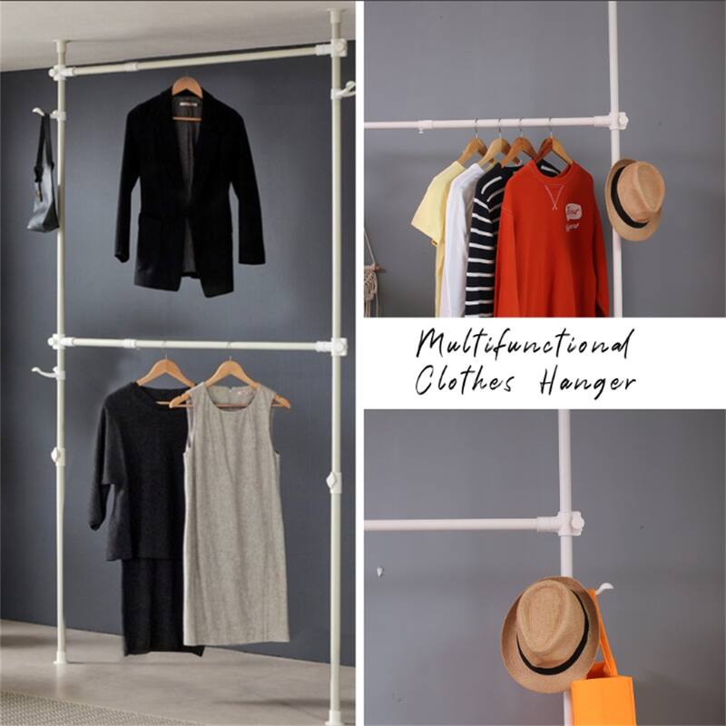 Telescopic Garment Rack,Heavy Duty Design Movable DIY By Hand