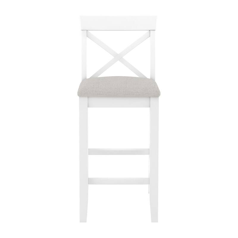 3-Piece Breakfast Nook, Wood Bar Height Dining Table Set, Kitchen Table Set with Bar Table and Cushioned Stools