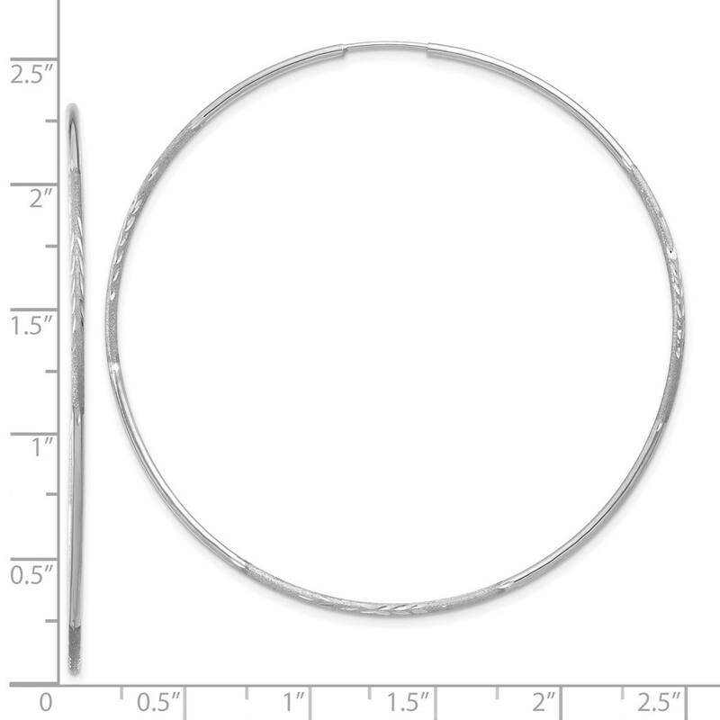 Curata 14k White Gold Sparkle Cut Endless Hoop Earrings - 58x58mm
