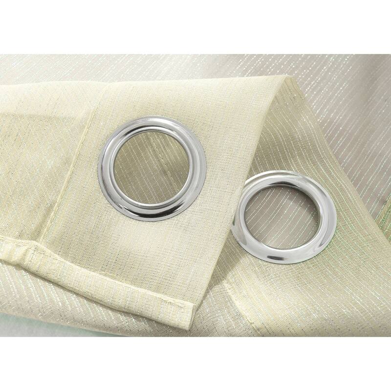 Lonnie Metallic Stripe Sheer Window Curtain Panel 90 inch