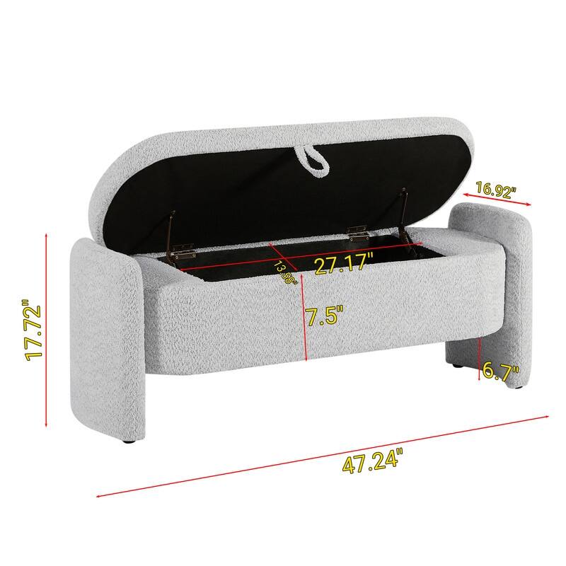 Modern Fleece Fabric Storage Bench with Filp-up Storage for the Living Room & Bedroom,4 Colors
