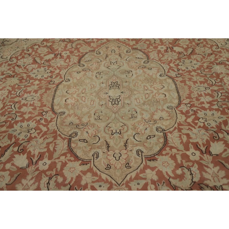Hand Knotted Oriental 100% Wool Carpet Traditional Floral Oranges & Rust Kerman Area Rug - 12' 4'' X 9' 5''