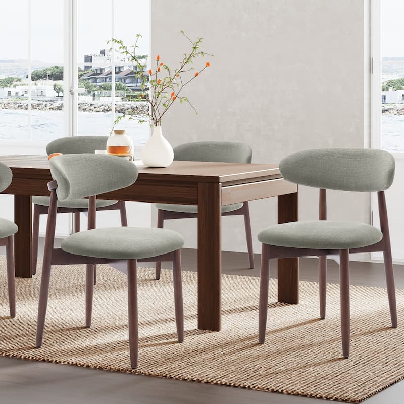 Modern Fabric Upholstered Kitchen Side Chairs, Farmhouse Dining Room Chair with Foot Pegs