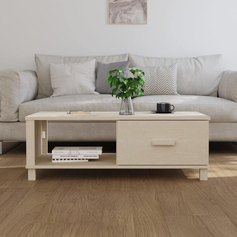 vidaXL Coffee Table End Table Living Room Side Table HAMAR Solid Wood Pine - 39.4" x 21.7" x 13.8"