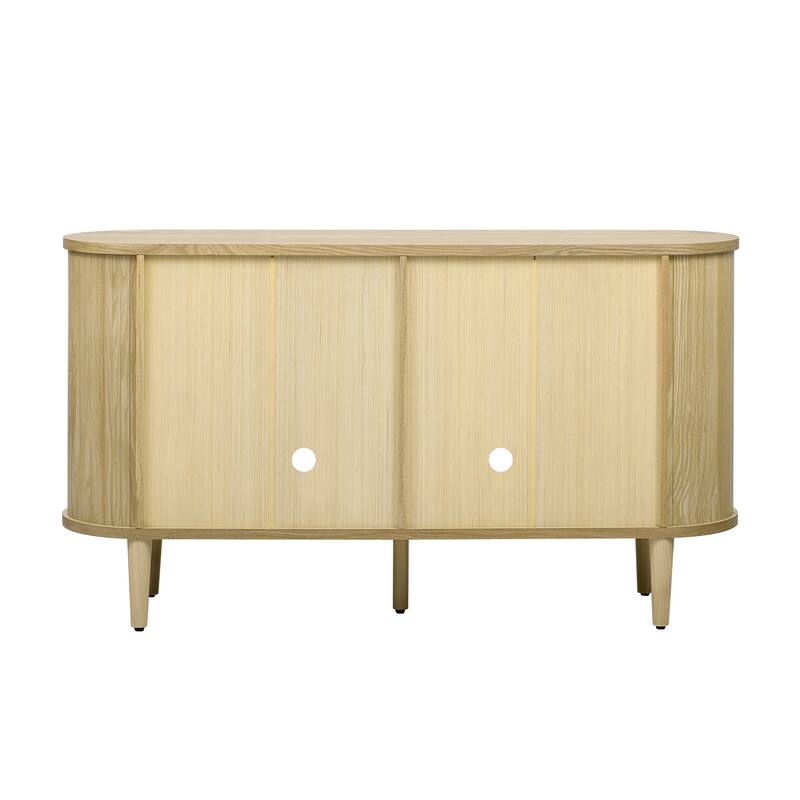 4-Door Large Storage Sideboard Cabinet with Semi-Circular Handles and Adjustable Shelves