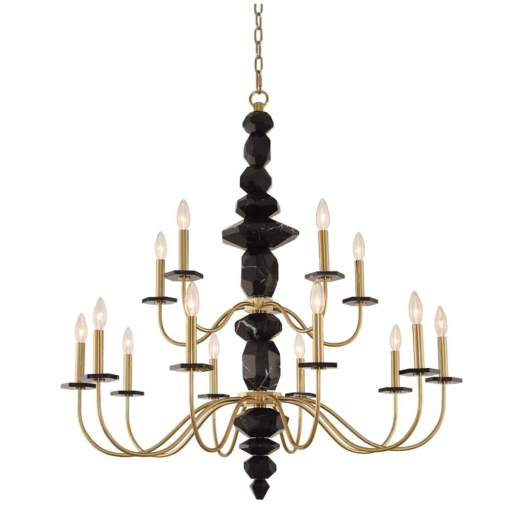 Allegri 031552 Piedra 15 Light 38" Wide Taper Candle Style Chandelier