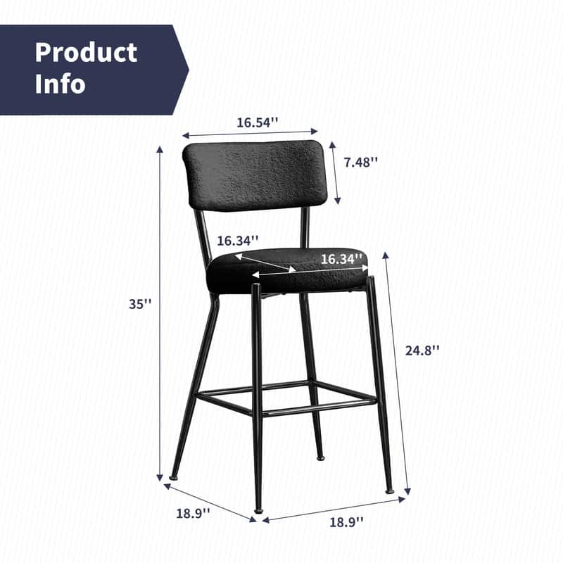 Mixoy 24"Counter Height Modern Teddy Fleece Bar Stools with Metal Legs