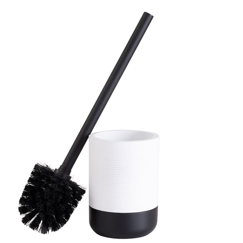 Bath Bliss Monochrome Toilet Brush in White & Black - 4"x 4"x 14.96" - Black and White