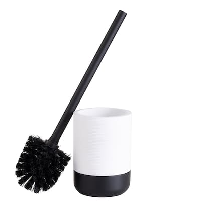 Bath Bliss Monochrome Toilet Brush in White & Black - 4"x 4"x 14.96"