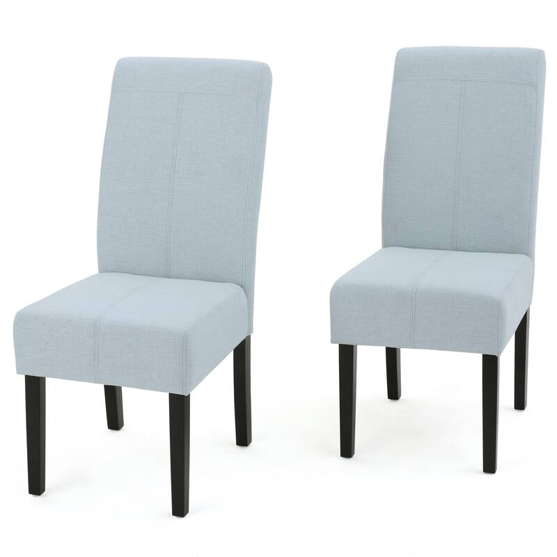 Set of 2 Light Blue Fabric Dining Chair Side Chair T-Back Accent Chair