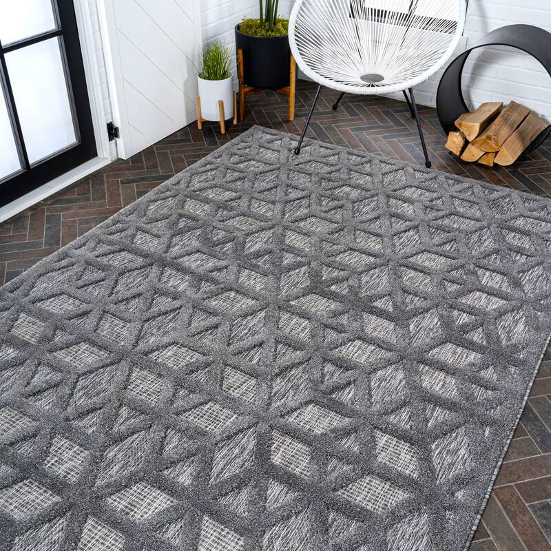 JONATHAN Y Peralta Neutral Geometric Indoor/Outdoor Area Rug