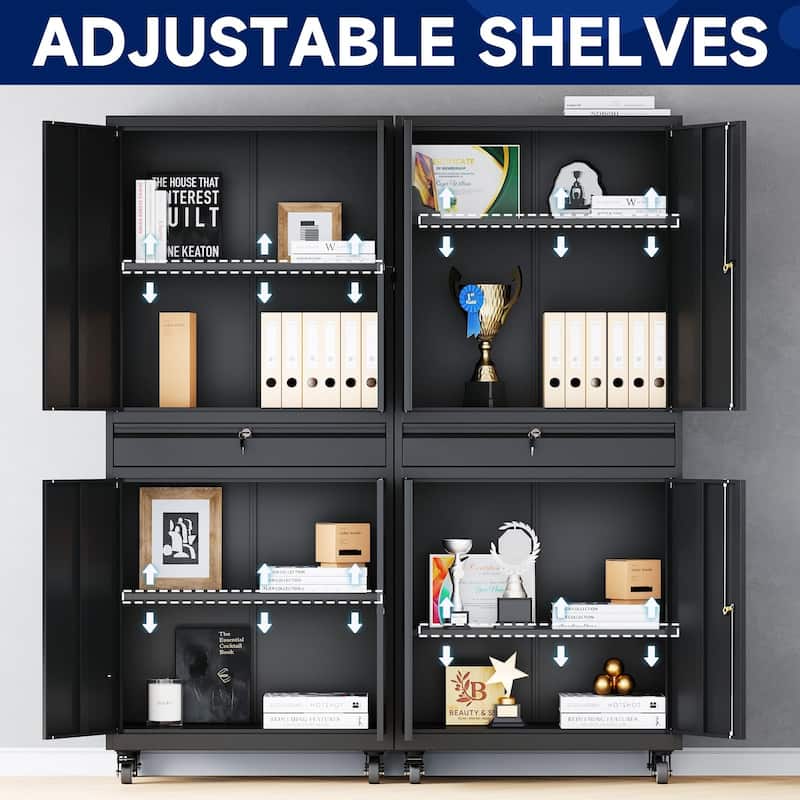 Steel Garage Storage Cabinet Rolling Tool Storage Cabinet with Adjustable Shelves