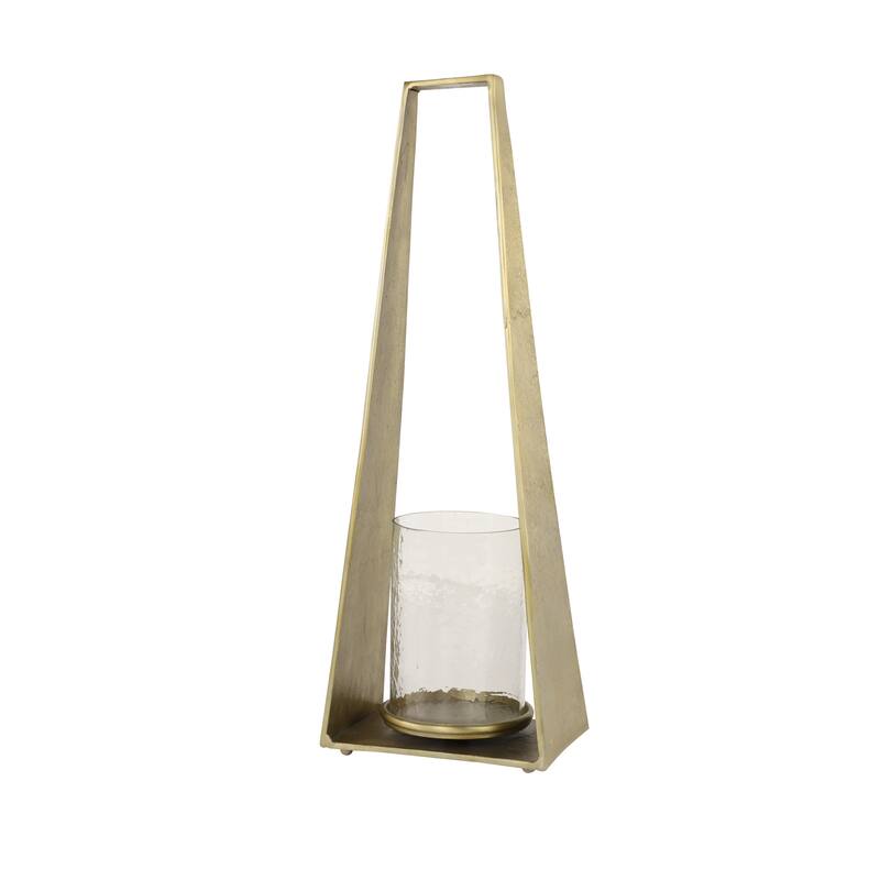8" x 24" Large Gold Candle Holder With Hurricane Glass - 9 x 5 x 24