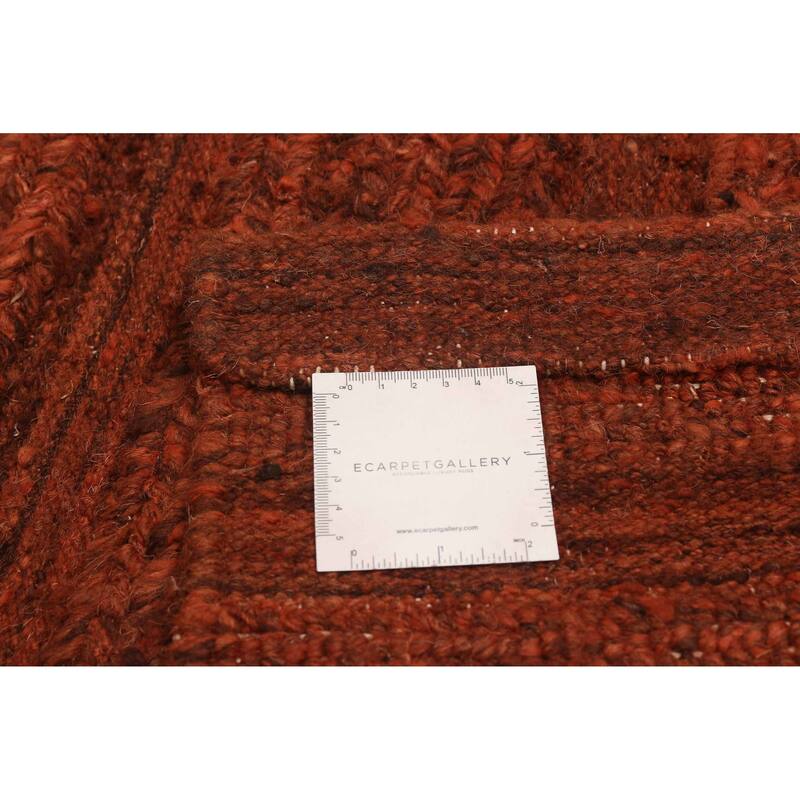 ECARPETGALLERY Flat-Weave Natural Burnt Orange Wool Tapestry Kilim - 8'2 x 8'1