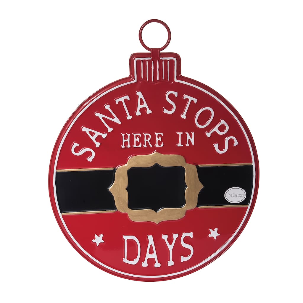 Transpac Metal 25 in. Multicolor Christmas Santa Stop Here Chalkboard Countdown Wall Sign