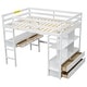preview thumbnail 9 of 10, Multi-functional Design Full Size Loft Bed with Built-in Desk with 2 Drawers and Storage Shelves, Space Saving, White
