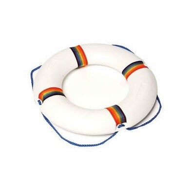 21" White and Multicolored Swimming Pool Summer Safety Ring Buoy