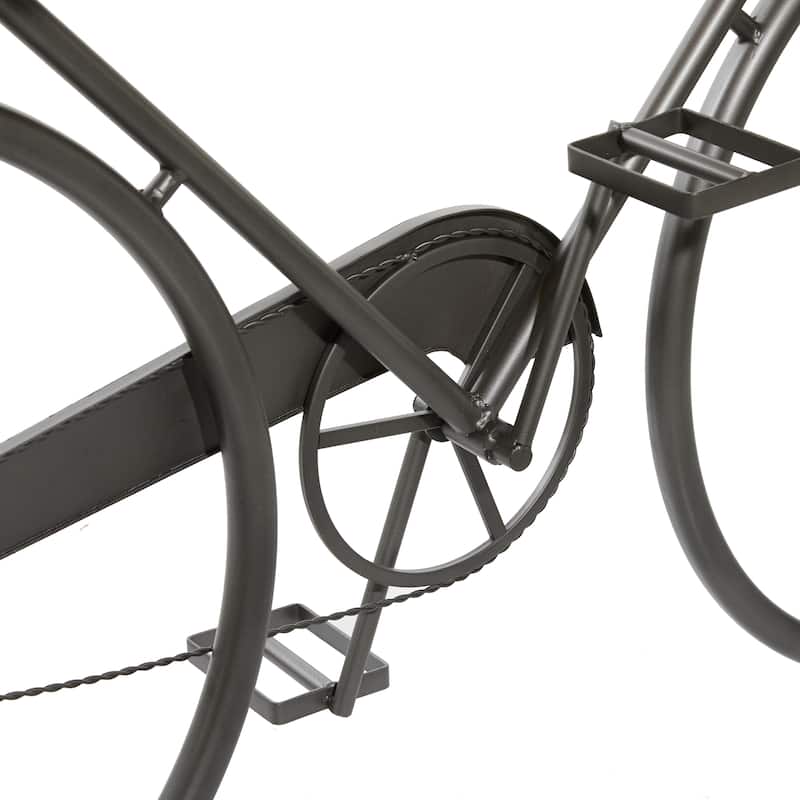 Metal Bike 3 Drawer Console Table with Brown Wood Top - Black - Roche River Decor - 15"Wx58"Lx34"H